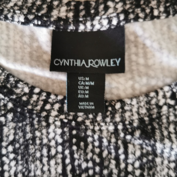 Cynthia Rowley Black & White Rayon Dress Size Med - Picture 5 of 8